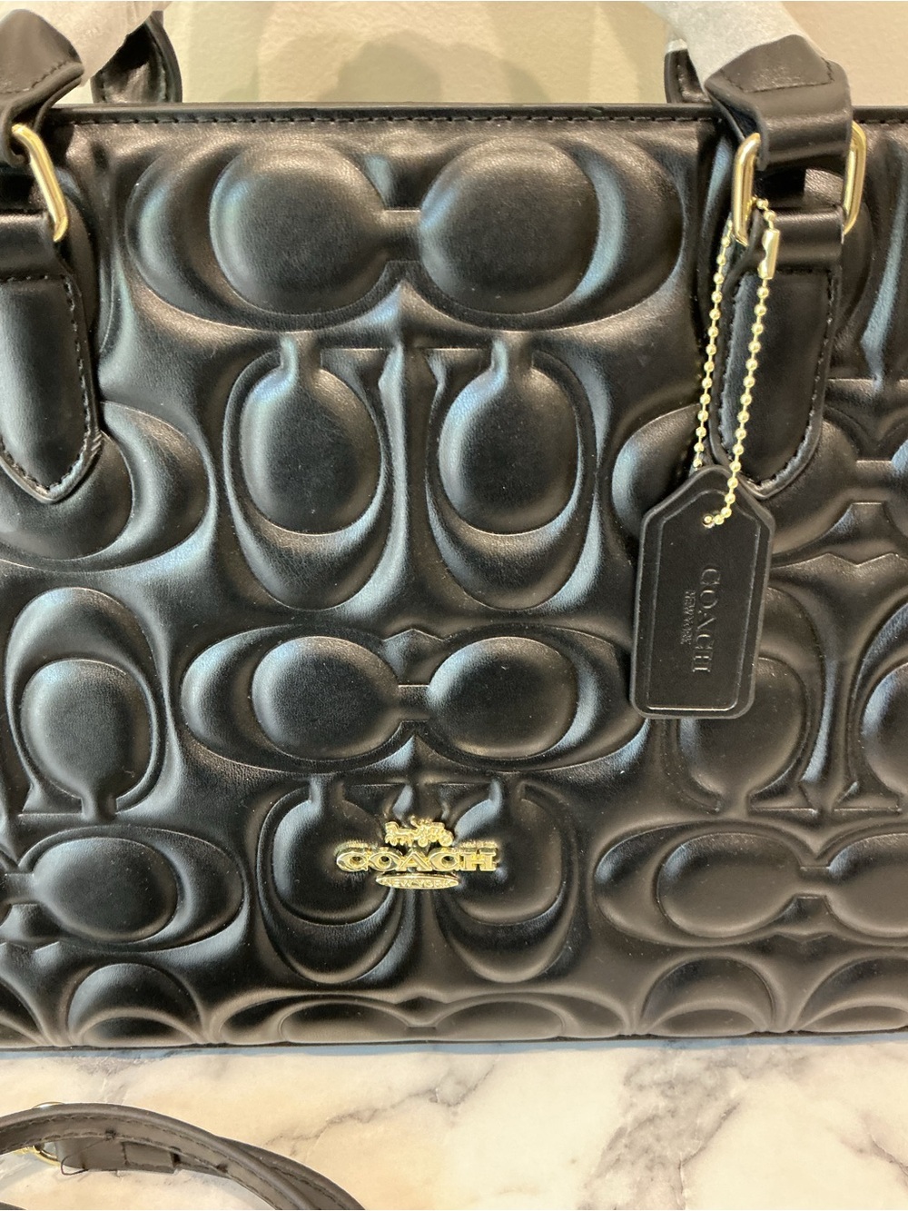 Coach Maggie Tote Bag Black Quilted Satchel with Gold Hardware - Picture 2 of 4